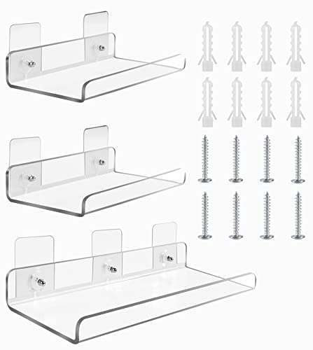 MEGAVOW 3 Stück Schwebende Regale aus Acryl Set - Wandregal ohne Bohren für Küche Büro Schlafzimmer Kinderzimmer Badezimmer Wohnzimmer von MEGAVOW