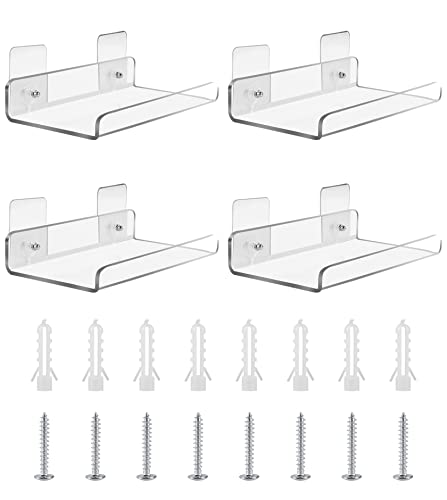 MEGAVOW 4 Stück Acryl Schwebender Küchenregal ohne Bohren, 200x100mm, U-Form - Dekoratives Transparent Wandregal Ausstellungsregal für Schlafzimmer, Bad, Küche, Wohnzimmer, Büro von MEGAVOW