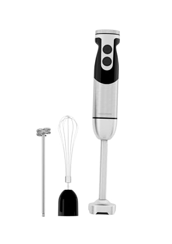 Megawise Hochleistungs-Stabmixer – 400 W maximale Leistung mit vielseitigen 3-in-1-Aufsätzen (Mixstab, Schneebesen, Zerkleinerer), einstellbarer Geschwindigkeit und einfacher Wartung (Schwarz) von MEGAWISE