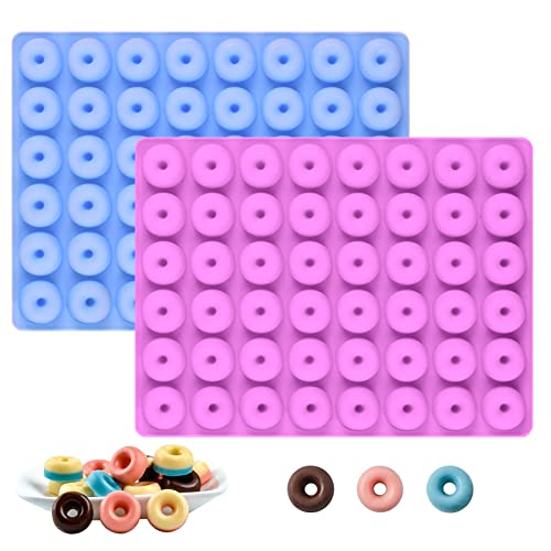 Silikonform, Donut-Süßigkeitsform für Eiswürfelform, Schokolade, Süßigkeiten, Gelee, Kekse, Kuchen und DIY-Backen (1 blau, 1 lila) von MEGLE