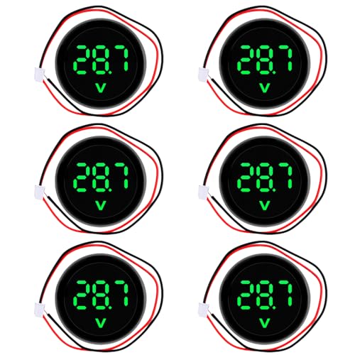 6 Stücke Spannungsprüfer: DC 4-100V Digital Voltmeter Digitale Spannungsanzeige 1.33" 2-Draht 3-Digit LED Anzeige Spannungsprüfer, Drähte Voltmeter für Auto/Motorrad/LKW/Boot von MEGYAD