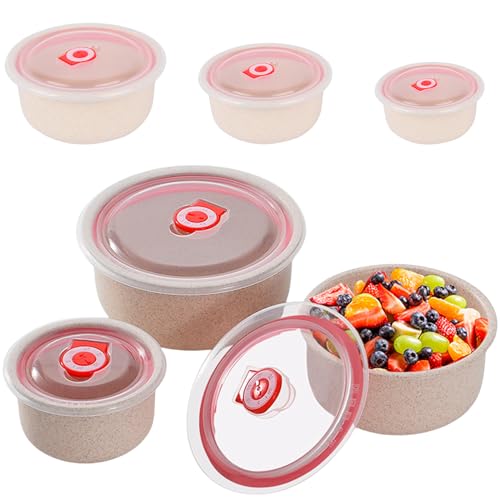 MEGYAD 3er Set Mikrowellengeschirr mit Deckel:Mikrowellengeschirr Frischhaltedosen 260/480/900ML, Mikrowellen Multischüssel Brotdose für Spülmaschine, Mikrowelle, Backofen, Kühlschrank (Aprikose) von MEGYAD