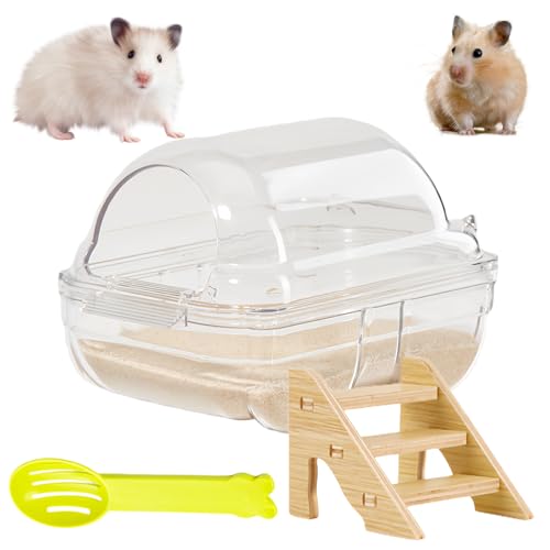 MEGYAD Hamster Sandbad Hamster Zubehör: Hamster Sandbad Container mit Leiter und Schaufel, Hamster Badewanne Box für Hamster Mäuse Lemming Rennmäuse Oder Andere Kleine Haustiere von MEGYAD