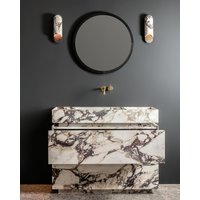 Freistehender Waschtischunterschrank Aus Calacatta-Marmor, Badezimmer-Marmor-Waschtisch Mit Marmorwaschbecken Und Schubladen, Benutzerdefiniertes von MEGcustomMarble