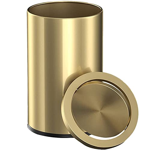 MEHE Schwingdeckeleimer mülleimer Gold 9L Kosmetik mülleimer Edelstahl mülleimer Badezimmer mülleimer Schlafzimmer wc Anti-Fingerprint Fassungsvermögen Satiniert，31cmx20cm von MEHE