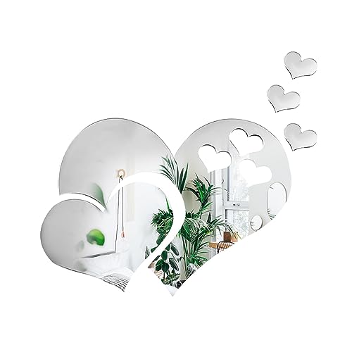 Set mit 2 Spiegeln, explosionsgeschützt, aus Acryl, selbstklebend, ideal für Wanddekoration ohne Badezimmer, Wohnzimmer und Schlafzimmer (Silber) von MEHMM