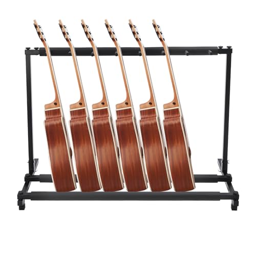 MEHOOSPVN 7-Fach Gitarrenständer Multistand Faltbar Tragbar Multistand Gitarrenstativ Multi-Gitarrenständer mit 7 Halterungen Polsterung Akustikgitarre Westerngitarre E-gitarren Gitarrenspeicherung von MEHOOSPVN