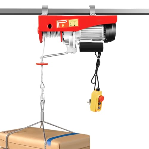 MEHOOSPVN Elektrische Seilwinde 1000kg Hubhöhe 12m Seilzug Motorwinde 1600W Kupfermotor, Not-Aus-Schalter, Flaschenzug 8m/min Hubgeschwindigkeit Hebezug mit Kabelfernbedienung Seilhebezug Kettenzug von MEHOOSPVN