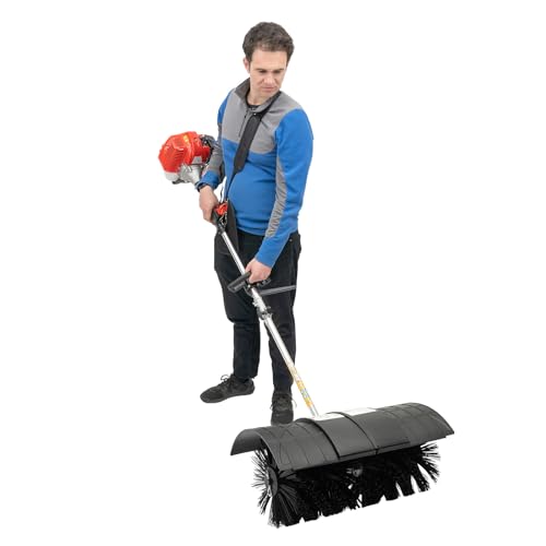 MEHOOSPVN Kehrmaschine Benzin 2.3PS 52cc 2-Takt Benzin Motorbesen Kehrmaschine Schneefräse Schneeschieber Räumgerät Kehrbesen mit Tragegurt, Sweeper Handgerät mit Schutzabdeckung an Walze von MEHOOSPVN