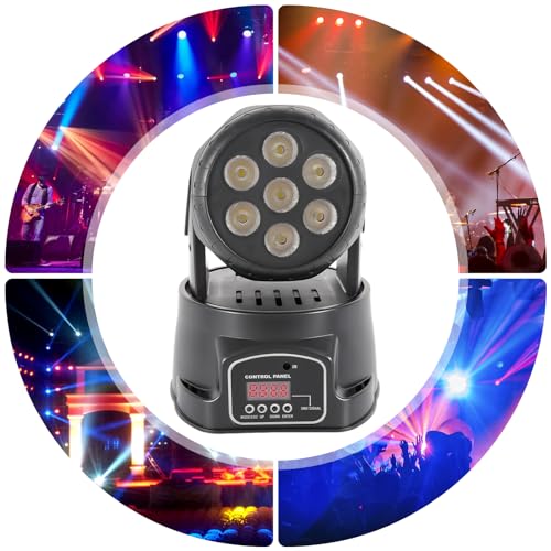 MEHOOSPVN Moving Head Bühnenlicht LED 7x10W DMX RGBW Professioneller Mini Moving Head Spot Beam 4 in1 Strobe Beleuchtung Effekt für DJ Disco Halloween Club Hochzeit Home Party KTV, Konzerte, Bars von MEHOOSPVN