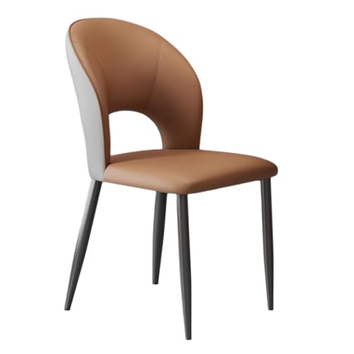 Küchen-Beistellstuhl, Esszimmerstühle mit hohler Rückenlehne und stabilen Metallbeinen, gepolsterter Wohnzimmerstuhl, Mid-Century-Akzent-Beistellstuhl for das Esszimmer(Bruin) von MEHWSAR
