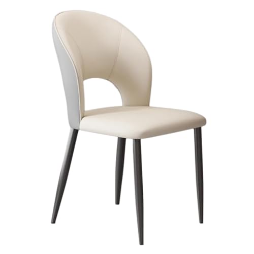 Küchen-Beistellstuhl, Esszimmerstühle mit hohler Rückenlehne und stabilen Metallbeinen, gepolsterter Wohnzimmerstuhl, Mid-Century-Akzent-Beistellstuhl for das Esszimmer(Cream-1) von MEHWSAR