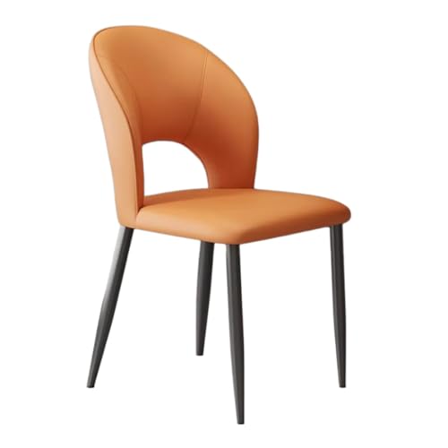 Küchen-Beistellstuhl, Esszimmerstühle mit hohler Rückenlehne und stabilen Metallbeinen, gepolsterter Wohnzimmerstuhl, Mid-Century-Akzent-Beistellstuhl for das Esszimmer(Orange) von MEHWSAR