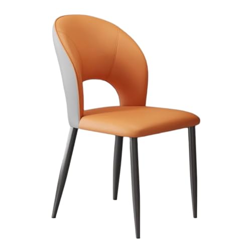 Küchen-Beistellstuhl, Esszimmerstühle mit hohler Rückenlehne und stabilen Metallbeinen, gepolsterter Wohnzimmerstuhl, Mid-Century-Akzent-Beistellstuhl for das Esszimmer(Orange-1) von MEHWSAR