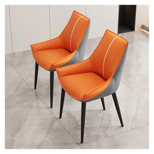 MEHWSAR Breiter Akzentstuhl, Esszimmerstühle, Mid-Century Modern, Küchen-Esszimmerstühle mit dicken Kissen, gepolsterte Küchen-Seitenstühle mit Metallbeinen(Orange) von MEHWSAR