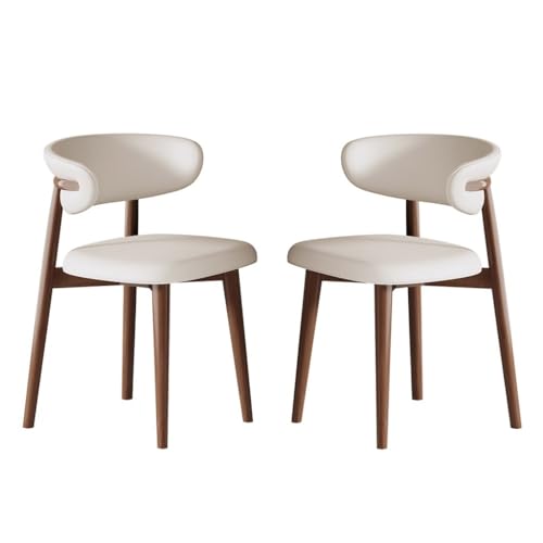 MEHWSAR Esszimmerstühle aus Massivholz, Moderne Küchenstühle aus der Mitte des Jahrhunderts mit geschwungener Rückenlehne und Holzrahmen, Esszimmerstühle aus Kunstleder for das Wohnzimmer(2pcs) von MEHWSAR
