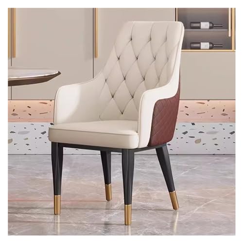MEHWSAR Freizeitsessel, Esszimmerstühle aus Kunstleder, Wohnzimmerstühle, Lounge- und Empfangsstühle, gepolsterter Küchen- und Wannenstuhl mit Rückenlehne und Metallbeinen(Cream) von MEHWSAR