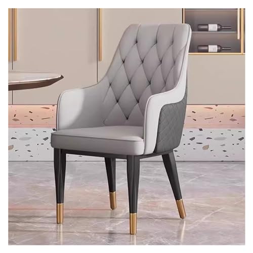 MEHWSAR Freizeitsessel, Esszimmerstühle aus Kunstleder, Wohnzimmerstühle, Lounge- und Empfangsstühle, gepolsterter Küchen- und Wannenstuhl mit Rückenlehne und Metallbeinen(Grey) von MEHWSAR