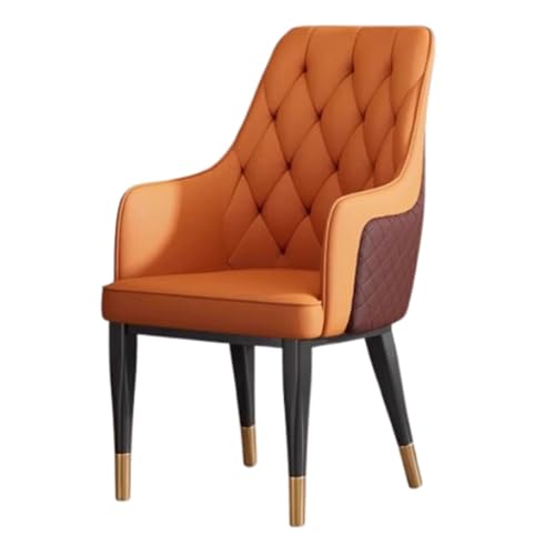 MEHWSAR Freizeitsessel, Esszimmerstühle aus Kunstleder, Wohnzimmerstühle, Lounge- und Empfangsstühle, gepolsterter Küchen- und Wannenstuhl mit Rückenlehne und Metallbeinen(Orange) von MEHWSAR