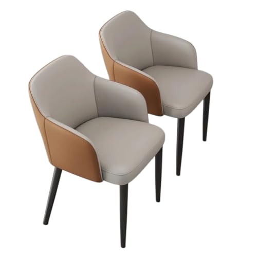 MEHWSAR Gepolsterte Esszimmerstühle mit Armlehne, Moderne Akzentsessel aus Kunstleder mit dicken Kissen, Mid-Century Küchen-Esszimmerstühle, Beistellstühle(2pcs) von MEHWSAR