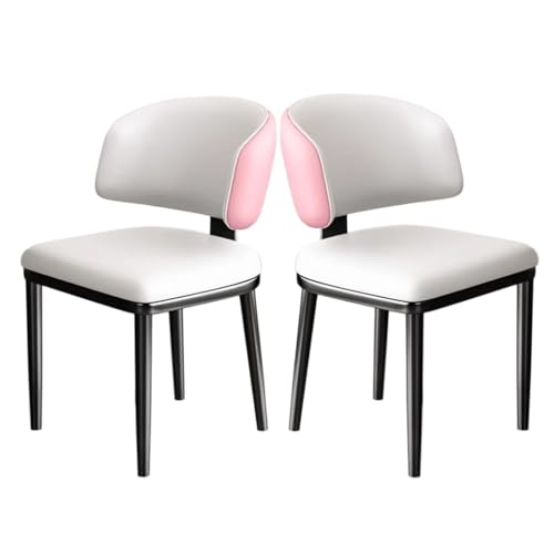 MEHWSAR Küchen-Seitenstuhl, gepolsterte Esszimmerstühle, Frisiertischstühle mit gepolsterter Sitzfläche, stilvolle Esszimmer-Akzentstühle mit geschwungener Rückenlehne und Metallbeinen(2pcs) von MEHWSAR