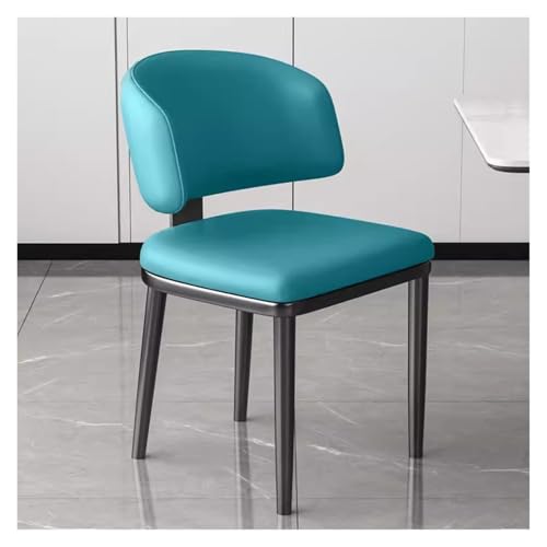 MEHWSAR Küchen-Seitenstuhl, gepolsterte Esszimmerstühle, Frisiertischstühle mit gepolsterter Sitzfläche, stilvolle Esszimmer-Akzentstühle mit geschwungener Rückenlehne und Metallbeinen(Blauw) von MEHWSAR