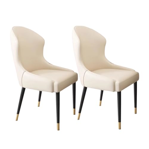 MEHWSAR Küchenstühle aus Leder, Lounge-Empfangsstühle, gepolsterter Esszimmerstuhl, stilvolle Akzentstühle mit ergonomischer Rückenlehne und Metallbeinen for das Wohnzimmer(2pcs) von MEHWSAR