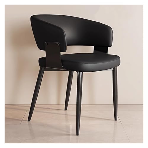 MEHWSAR Moderne Esszimmerstühle aus der Mitte des Jahrhunderts, Bequeme Boucle-Seitenstühle mit offener Rückenlehne, geschwungener Rückenlehne und Metallbeinen for Esszimmer/Lounge/Restaurant(Black) von MEHWSAR