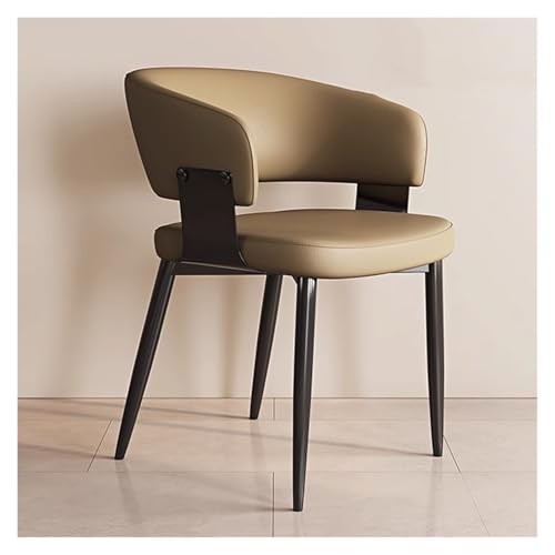 MEHWSAR Moderne Esszimmerstühle aus der Mitte des Jahrhunderts, Bequeme Boucle-Seitenstühle mit offener Rückenlehne, geschwungener Rückenlehne und Metallbeinen for Esszimmer/Lounge/Restaurant(Khaki) von MEHWSAR