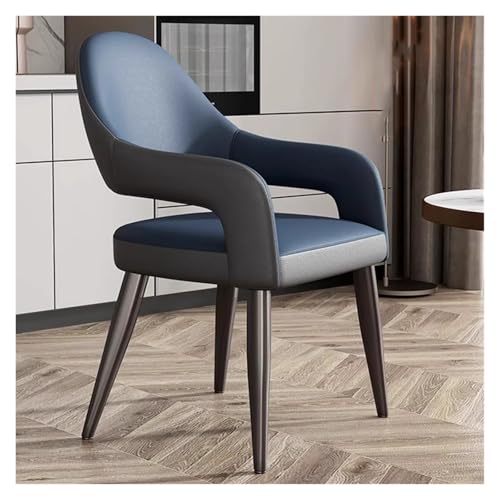 MEHWSAR PU-Lederstuhl, gepolsterte Esszimmerstühle mit Armlehnen, moderner Küchenstuhl aus der Mitte des Jahrhunderts mit Metallbeinen, bequemer Schreibtischsessel for Restaurants(Blauw) von MEHWSAR