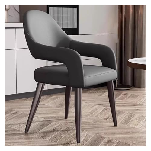 MEHWSAR PU-Lederstuhl, gepolsterte Esszimmerstühle mit Armlehnen, moderner Küchenstuhl aus der Mitte des Jahrhunderts mit Metallbeinen, bequemer Schreibtischsessel for Restaurants(Grey) von MEHWSAR