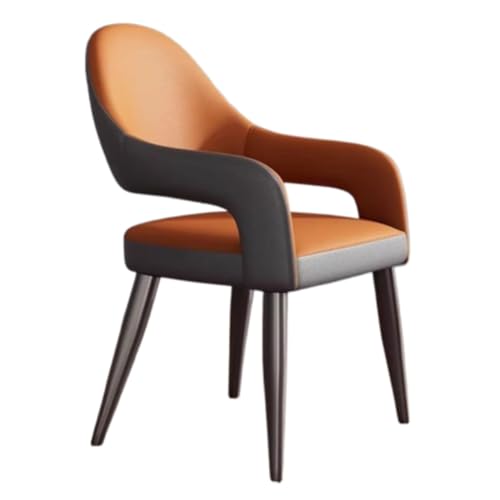 MEHWSAR PU-Lederstuhl, gepolsterte Esszimmerstühle mit Armlehnen, moderner Küchenstuhl aus der Mitte des Jahrhunderts mit Metallbeinen, bequemer Schreibtischsessel for Restaurants(Orange) von MEHWSAR