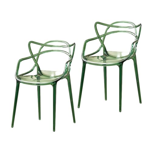 MEHWSAR Transparente Esszimmerstühle, 2er-Set, stapelbare Kunststoffstühle, Moderne Küchenstühle mit transparenter Sitzfläche, Acryl-Akzent-Seitenstühle for das Esszimmer(Style-1) von MEHWSAR