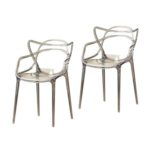 MEHWSAR Transparente Esszimmerstühle, 2er-Set, stapelbare Kunststoffstühle, Moderne Küchenstühle mit transparenter Sitzfläche, Acryl-Akzent-Seitenstühle for das Esszimmer(Style-2) von MEHWSAR