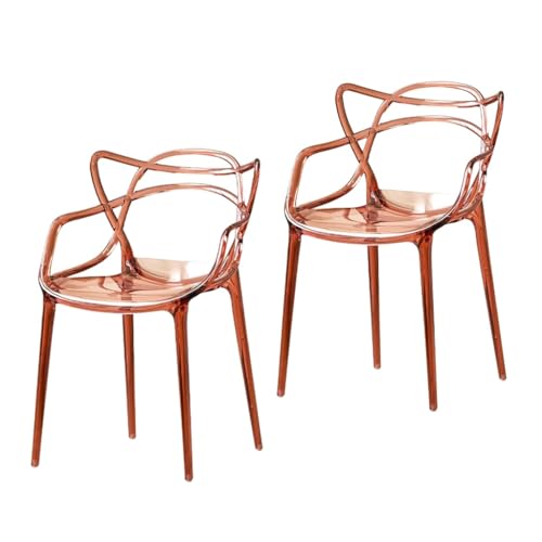 MEHWSAR Transparente Esszimmerstühle, 2er-Set, stapelbare Kunststoffstühle, Moderne Küchenstühle mit transparenter Sitzfläche, Acryl-Akzent-Seitenstühle for das Esszimmer(Style-4) von MEHWSAR