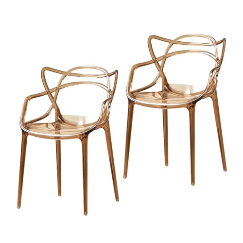 MEHWSAR Transparente Esszimmerstühle, 2er-Set, stapelbare Kunststoffstühle, Moderne Küchenstühle mit transparenter Sitzfläche, Acryl-Akzent-Seitenstühle for das Esszimmer(Style-5) von MEHWSAR