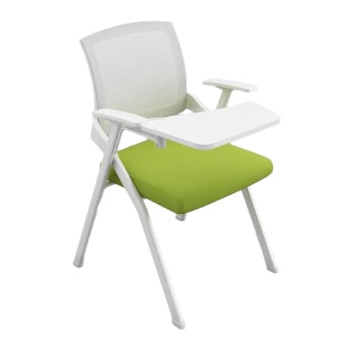 Tablet-Sessel, klappbare Bürostühle aus Netzstoff mit angeschlossenem Schreibtisch, ergonomischer, stapelbarer Konferenzraumstuhl mit Netzrückenlehne, Gäste-, Empfangs- und Besprechungsstuhl(Groen) von MEHWSAR