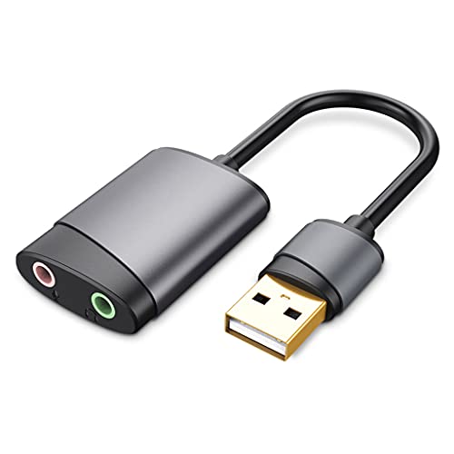 USB-Soundkarten-Adapter, externer Adapter, Stereo-Soundkartenkonverter, 3,5-mm-Mikrofon für Laptops, Desktop von MEIBAOGE