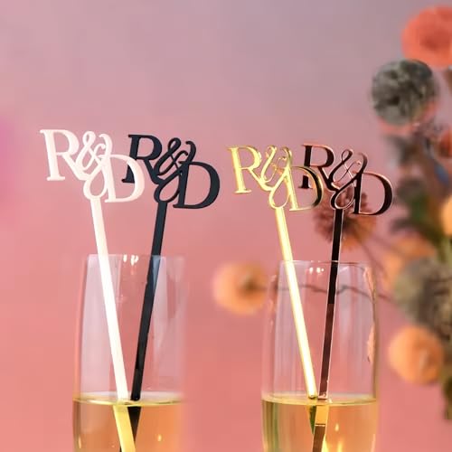 2 Stück Personalisierte Acryl-Rührstäbchen Mit Eingravierten Initialen, Individuelle Cocktail-Rührstäbchen Für Restaurants, Bars, Partys, Tischdekoration, DIY(18cm) von MEIEG