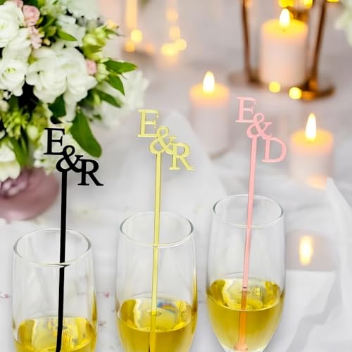 2 Stück Personalisierte Acryl-Rührstäbchen Mit Initialen, Individuelle Cocktail-Rührstäbchen, Mixstäbchen Für Kaffee Und Whiskey, Geschenk Für Hochzeit, Geburtstag, Party(18cm) von MEIEG