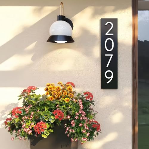 MEIEG 3D-Acryl-Türschild Mit Individueller Nummer, Personalisiertes Selbstklebendes Türschild Für Das Familienheim, Modernes Graviertes Türschild(White,17x8cm) von MEIEG