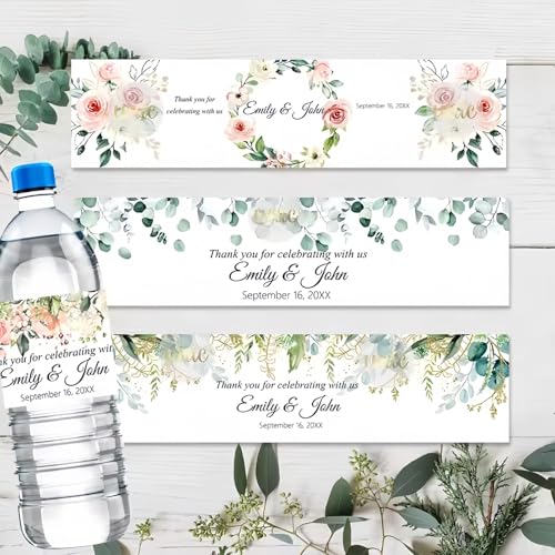 MEIEG Individuell gestaltete Wasserflaschen-Etiketten mit Namen/Datum - Danke, dass Sie mit uns gefeiert haben - Personalisierte Flaschenaufkleber für Geburtstagsdekorationen(30pcs) von MEIEG