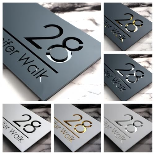 MEIEG Personalisierte Adressplakette Mit Hausnummern, Individuelle Adressnummern Aus Acryl Für Den Außenbereich, Modernes Design, 3D-geschnitzt(15 * 28cm) von MEIEG