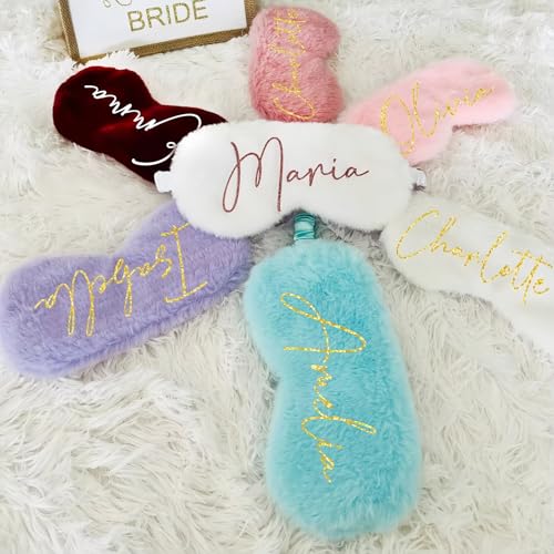 Maßgeschneiderte Plüsch-Schlafmasken Für Braut Und Brautjungfern, Bequeme Plüsch-Augenbinde, Personalisiertes Geschenk Für Die Hochzeitsfeier von MEIEG