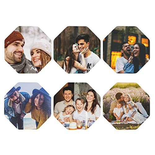 Personalisierter Foto-Untersetzer, individuelle Bierdeckel mit eigenem Foto/Text, Eigenen Schreibtisch-Untersetzer-Set selbst gestalten, Geschenk für Geburtstag Jahrestag (Achteckig, 6er Set) von MEIERLE