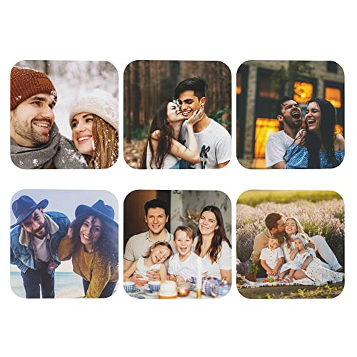 Personalisierter Foto-Untersetzer, individuelle Bierdeckel mit eigenem Foto/Text, Eigenen Schreibtisch-Untersetzer-Set selbst gestalten, Geschenk für Geburtstag Jahrestag (Quadratisch, 6er Set) von MEIERLE