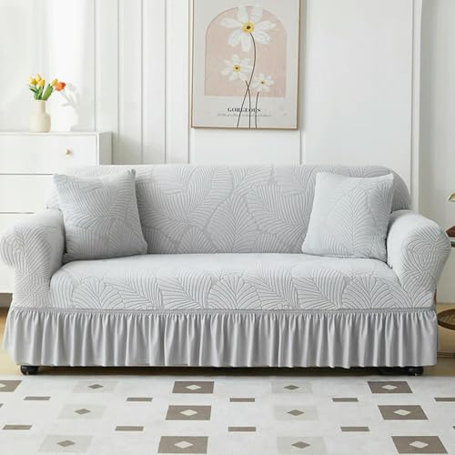 MEIFULLE 1/2/3/4 Sitzer Sofabezug mit Rock Baumblätter Jacquard elastischer All-Inclusive-Sofabezug für Wohnzimmer von MEIFULLE