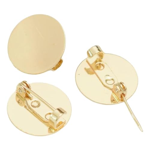 MEIFULLE 5 Stück 18/20/25 mm Gold Kreis Platte Brosche Cabochon Basis Rohlinge Tablett für DIY Einstellungen Brosche Abzeichen Halter Schmuckherstellung Erkenntnisse von MEIFULLE