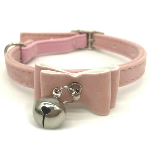 Süßes Katzenhalsband mit Schleife aus Samt, für kleine Welpen, Haustierhalsbänder, Schleifenhalskette mit Glöckchen für Hunde und Katzen, Mehrfarbig von MEIFULLE