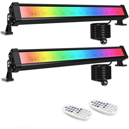 MEIHUA 25W RGB LED Wallwasher Partylicht 2 Pack LED-Lichtleiste mit Farbwechsel, Fernbedienung und Timer, für Bar DJ Home Party Bühnenlichter von MEIHUA